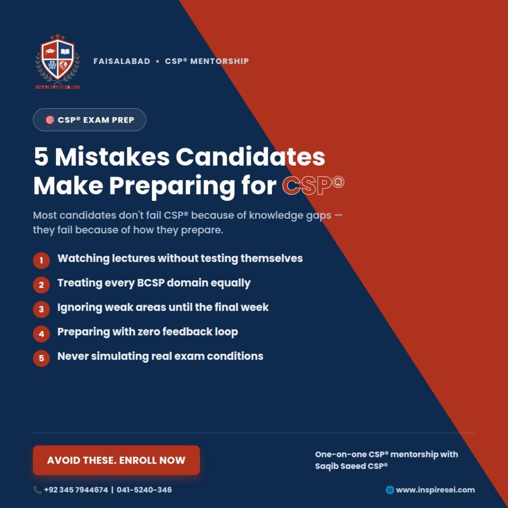 CSP exam preparation mistakes and fixes — Inspire Safety College mentorship